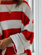 Contrast Striped Round Neck Sweater (2)