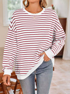 Oversized Striped Crewneck Sweatshirt (6)
