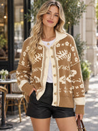Floral Pattern Button-down Cardigan styled on a model