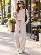 Full Long Sleeve Drawstring Set styled on a model