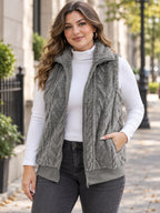 Faux Fur Zip-Up Vest (Plus Size) styled on a model