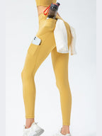 Full Size Slim Fit High Waist Long Sports Pants Pockets