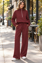 Half-Zip Top and Pants Set styled on a model