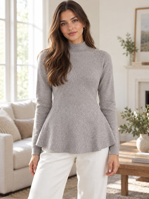 Mock Neck Long Sleeve Sweater styled on a model