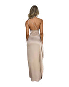 One-shoulder Solid Color Satin Dresses photo 12