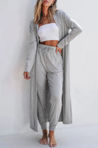 Open-Front Cardigan and Pants Lounge Set