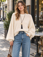 Oversized Chunky Knit Sweater styled on a model