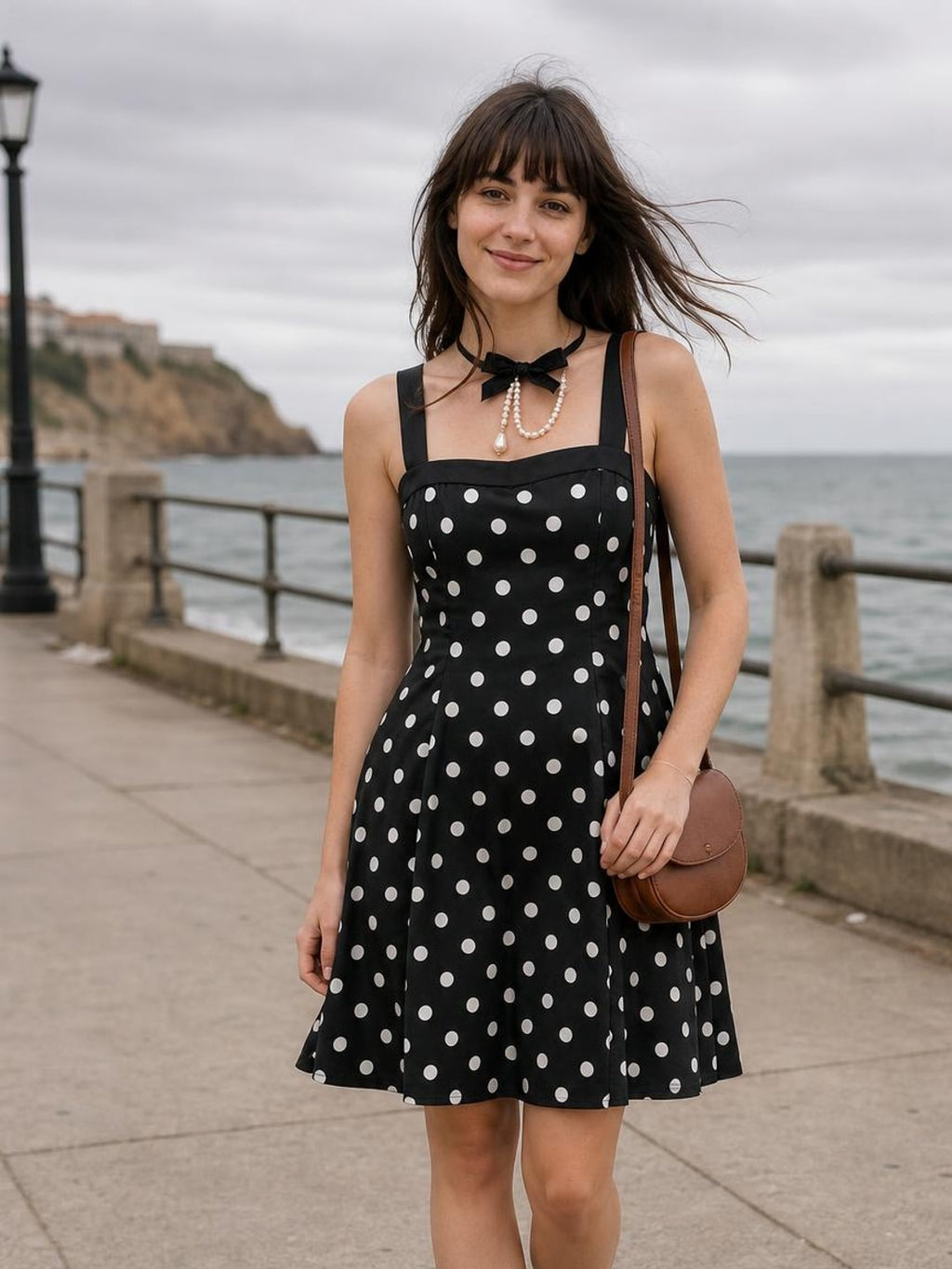 Polka Dot Print Vintage Dress worn by a model