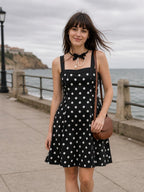Polka Dot Print Vintage Dress worn by a model