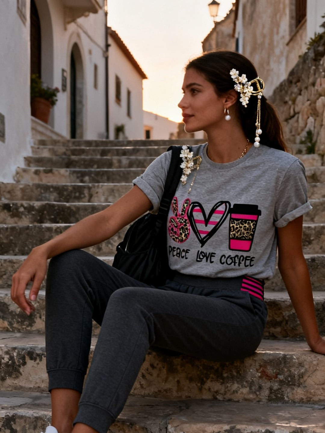 Printed Short-Sleeve T-Shirt worn by a model