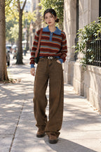 Retro Brown Jeans styled on a model
