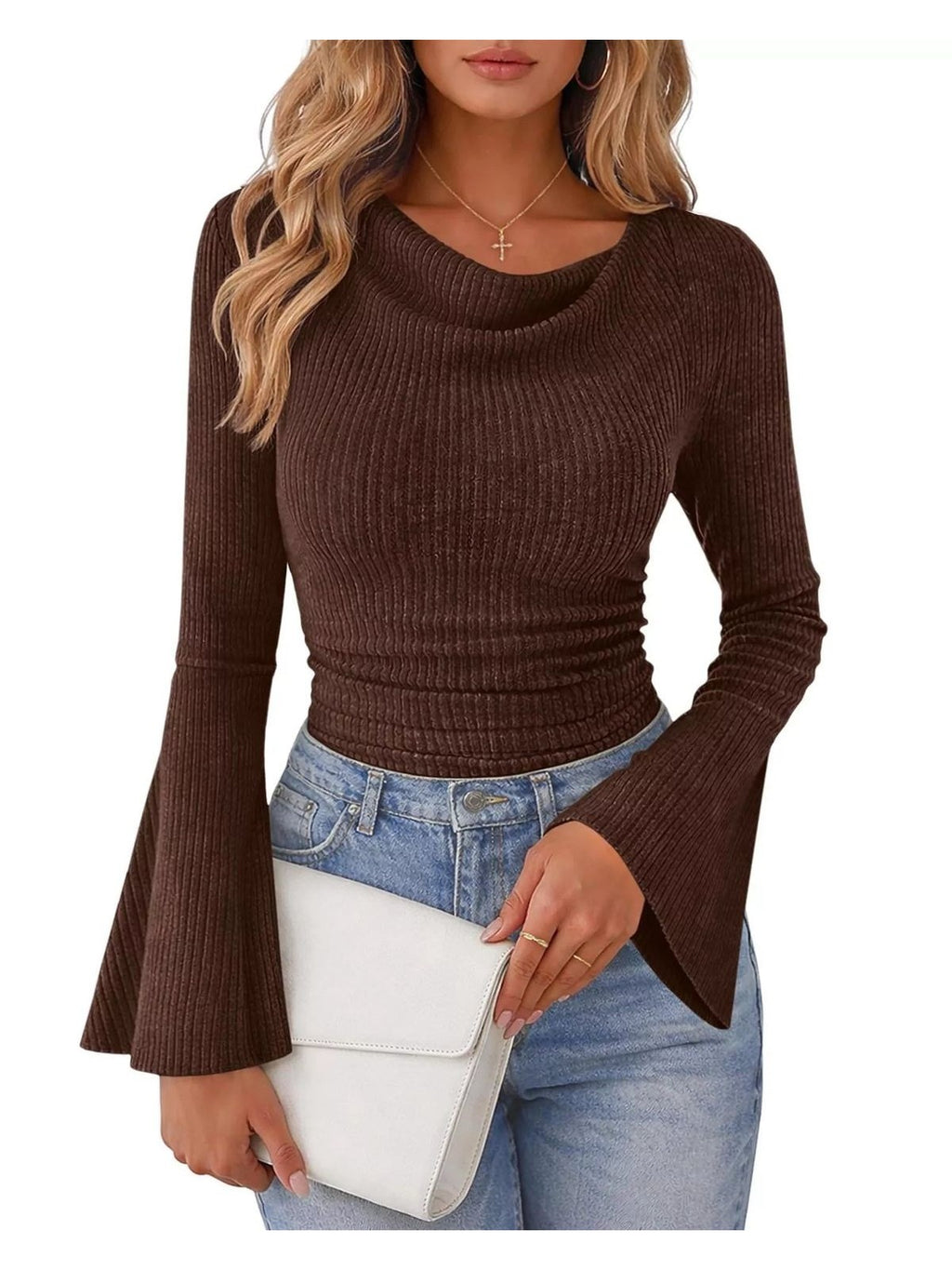 Ribbed Bell Sleeve T-shirt