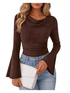 Ribbed Bell Sleeve T-shirt