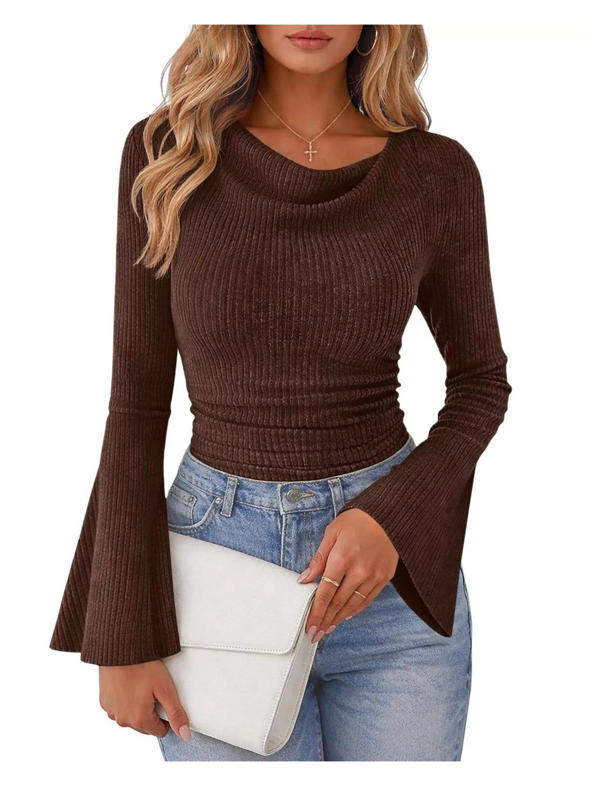 Ribbed Bell Sleeve T-shirt