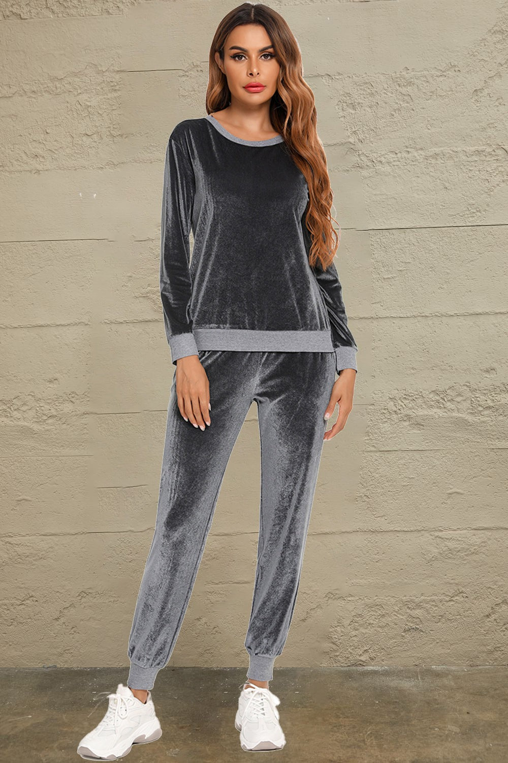 Round-Neck Loungewear Set with Pockets