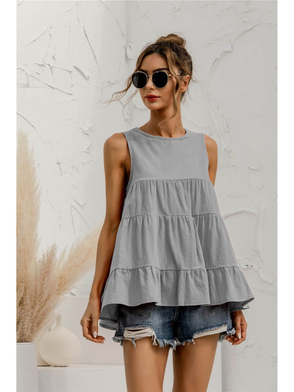 Round Neck Tiered Tank