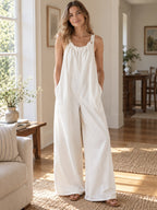 Sleeveless Wide-leg Jumpsuit styled on a model