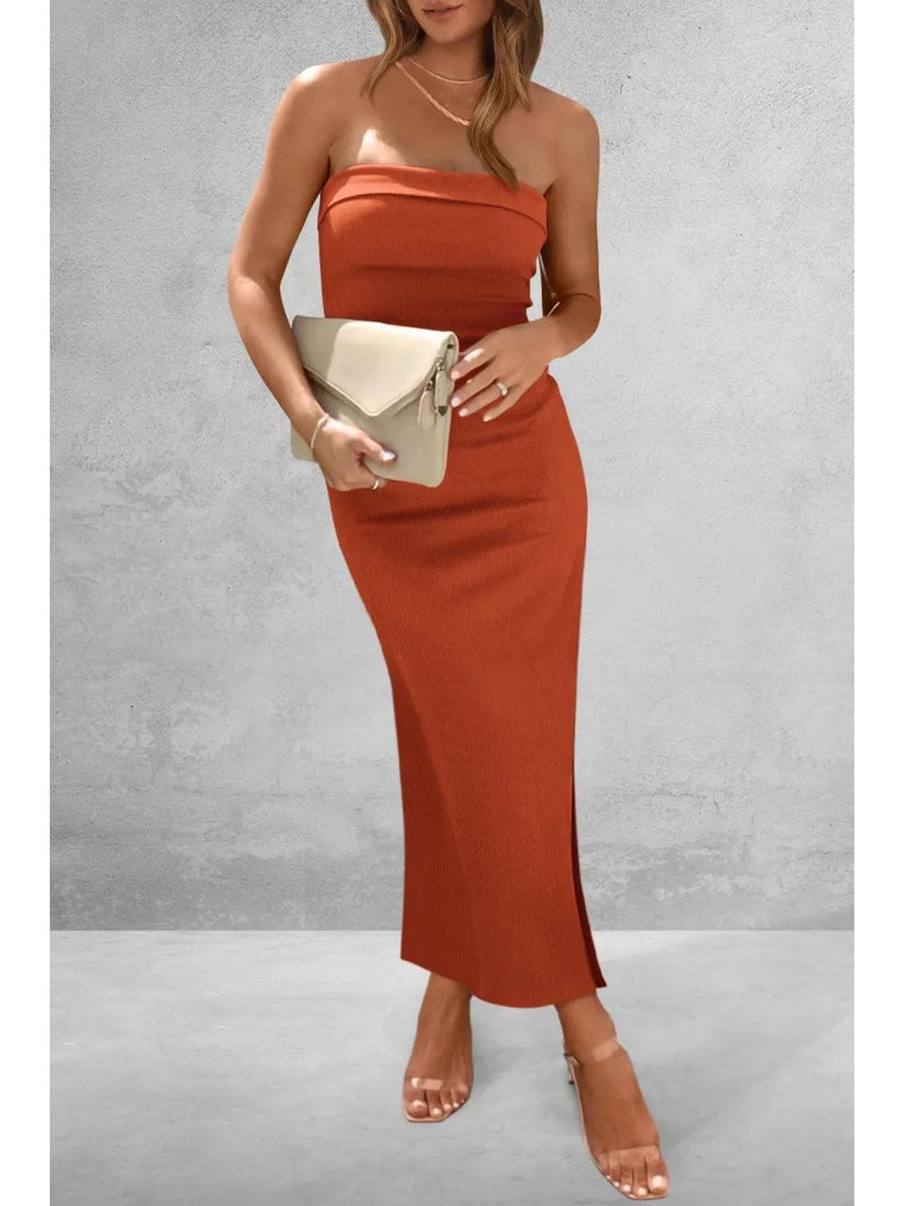 Slit Tube Midi Dress