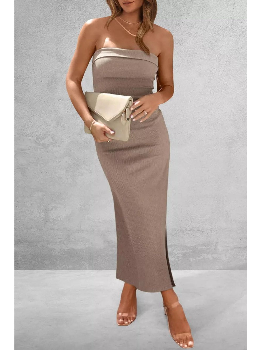 Slit Tube Midi Dress