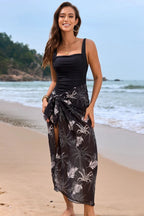 Square Neck Printed One-piece Swimwear Cover Up Swim Set