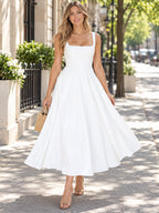 Square Neck Sleeveless Midi Dress styled on a model