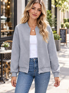 Textured Zip Up Jacket styled on a model