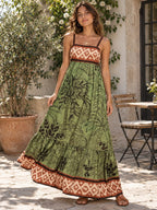 Tropical Print Maxi Cami Dress styled on a model