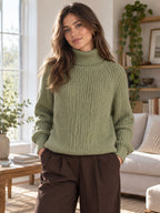 Turtleneck Long Sleeve Sweater styled on a model