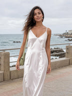 V-neck Harness Dress worn by a model
