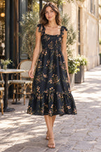 V-neck Ruffled Dress styled on a model