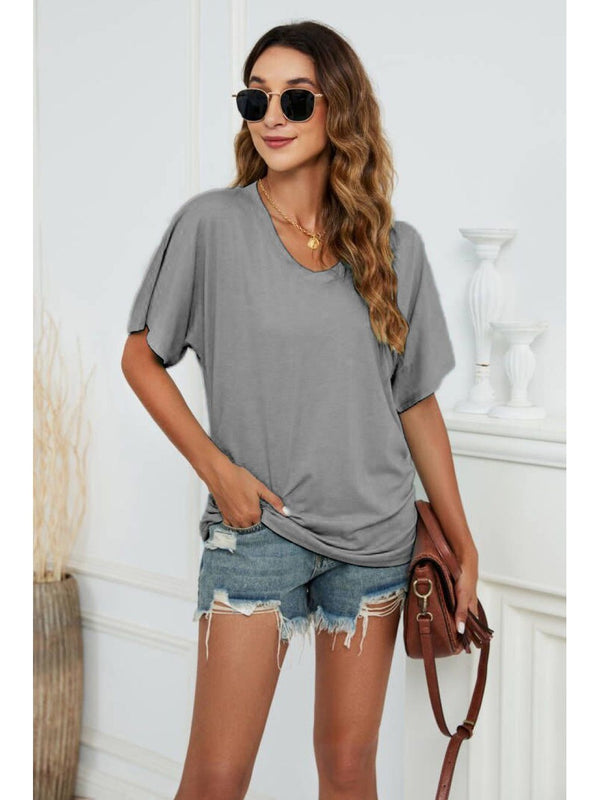 V-neck Side Ruched Tee