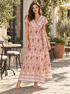 V-neck Split Dress styled on a model