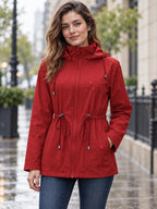 Zip Up Waterproof Hooded Outerwear styled on a model
